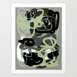 Green & Gray Abstract Art Print