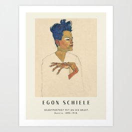 Poster-Egon Schiele-Selbstporträt mit an die Brust. Art Print