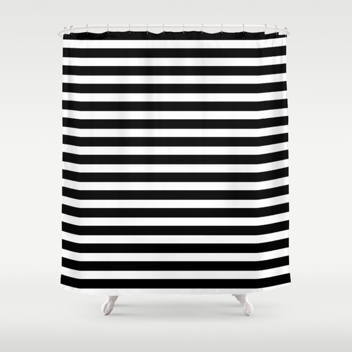 Stripes - Black + White Shower Curtain