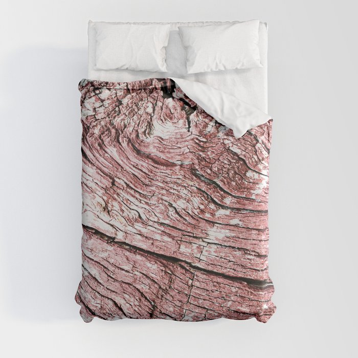 Texture design of an old rotten wood, badly cracked with time Duvet Cover
