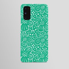 Green monochrome scandi flowers pattern Android Case