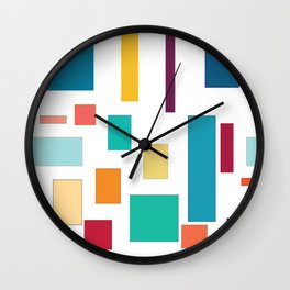Rectangles and Squares on White Wall Clock | Squares, Pillow, Colors, Digital, Phone, Graphicdesign, White, Pattern, Bright, Rectangles 