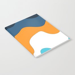 Liquid - Colorful Fluid Summer Vibes Beach Design Pattern in Blue and Orange Notebook