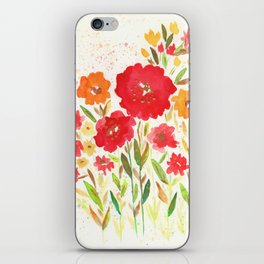 Red, Orange and Yellow Flowers in Watercolor iPhone Skin