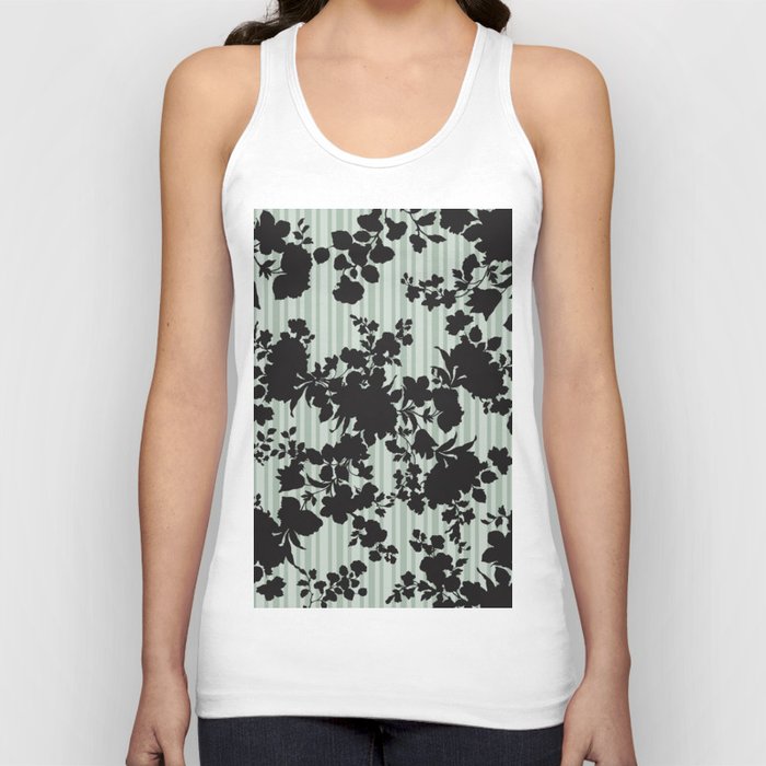 Abstract geometric mint green white black floral Tank Top