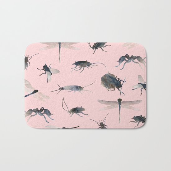 Insects on Pink Bath Mat