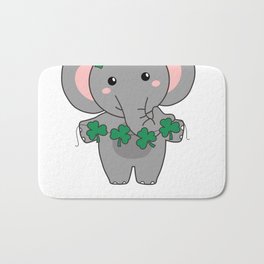 Elephant With Shamrocks Cute Animals For Luck Bath Mat