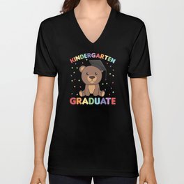 Kids Kindergarten Graduate Bear Graduation V Neck T Shirt