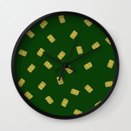 Golden Chocolate Robot Pattern Wall Clock
