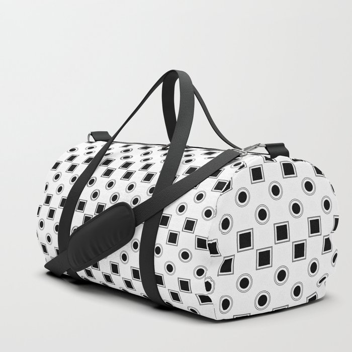 Circles And Squares Target White Duffle Bag By Artbysamanthaperezz Circles And Squares Target White Duffle Bag