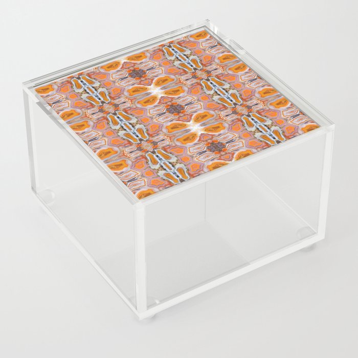 AgateMash (kaleidoscopic mosaic of gorgeous orange, white, pink and purple agate geodes) Acrylic Box