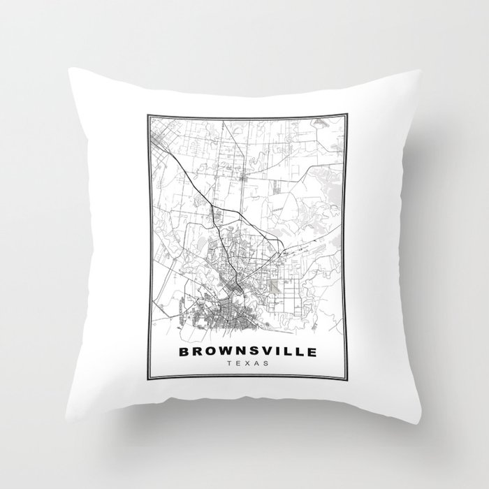 Brownsville Map Throw Pillow