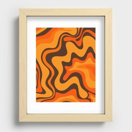 Retro Liquid Swirl Abstract Pattern in 70s Orange and Brown  Recessed Framed Print