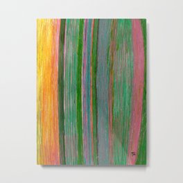 Striped columns Metal Print | Painting, Nature, Pattern, Pinks, Cactusleaf, Cactus, Greens, Stripes, Mixed Media, Yellow 