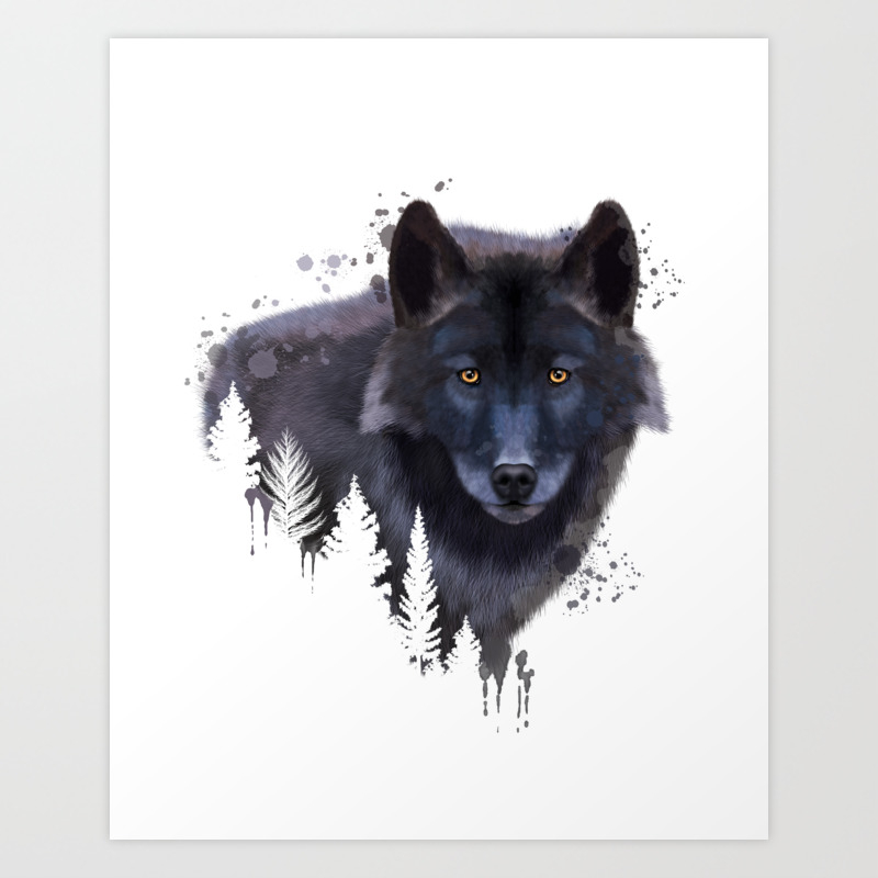 Wolf watercolor, Watercolor Wolf, Watercolor animal, Wolf portrait,  Woodland animal Art Print