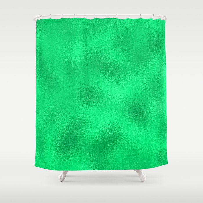 Green Neon Glass Foil Modern Collection Shower Curtain