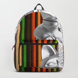 Silver Maneki Neko On A Colorful Background Backpack
