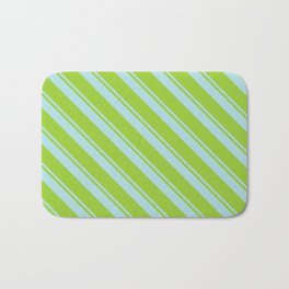 [ Thumbnail: Powder Blue and Green Colored Lines Pattern Bath Mat ]