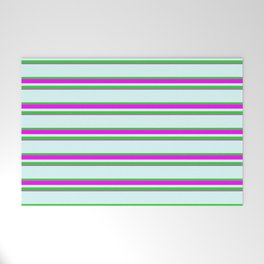 [ Thumbnail: Light Cyan, Lime Green & Fuchsia Colored Lines Pattern Welcome Mat ]