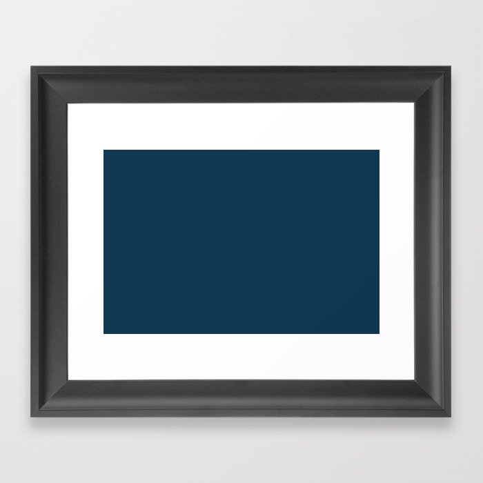 Dark Blue Gray Solid Color Pairs Pantone Gibraltar Sea 19-4038 TCX Shades of Blue Hues Framed Art Print