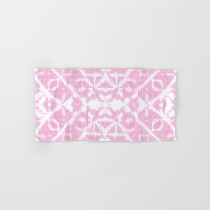 Pink and white diamond shibori tie-dye Hand & Bath Towel