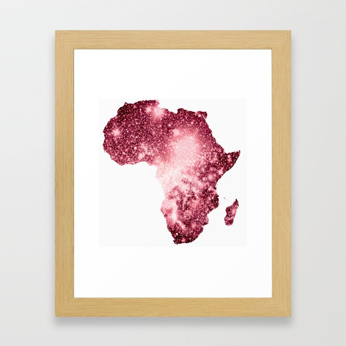 Pink Sparkle Galaxy Africa Framed Art Print