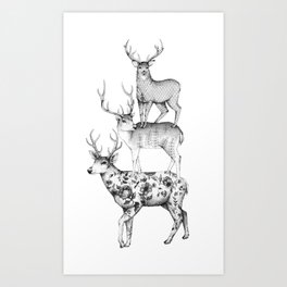 A pile of stags Art Print