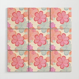 pink flower power pattern Wood Wall Art