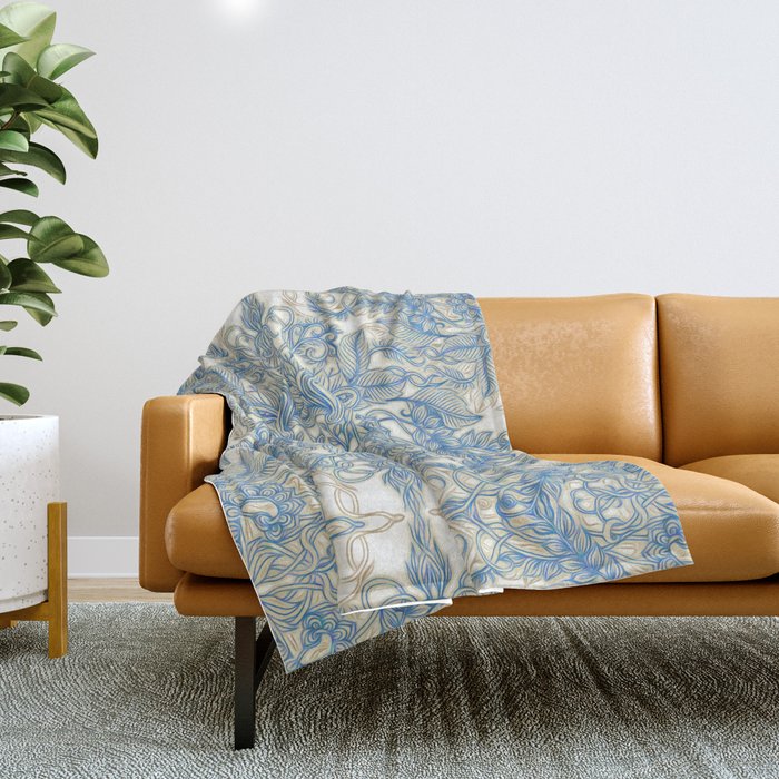 Blue and sales tan throw blanket