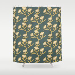 Modern Floral Camellia Vine Pattern All Green Fantasy Shower Curtain