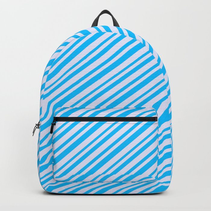 Lavender and Deep Sky Blue Colored Lines/Stripes Pattern Backpack