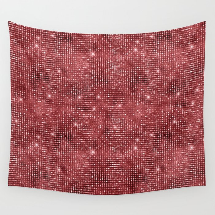 Burgundy Diamond Studded Glam Pattern Wall Tapestry
