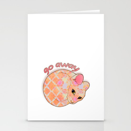 Go Away - Patterned Cat Illustration Stationery Cards