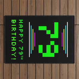 [ Thumbnail: 79th Birthday - Nerdy Geeky Pixelated 8-Bit Computing Graphics Inspired Look Outdoor Rug ]