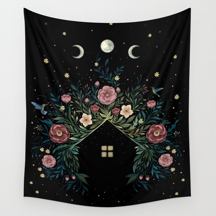 Tiny House - Blooming Wall Tapestry