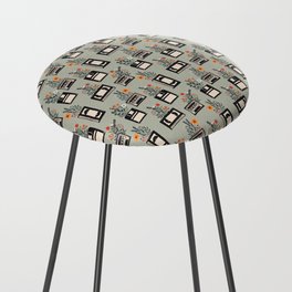 Fun retro VHS, Floppy and Cassette Pattern Counter Stool