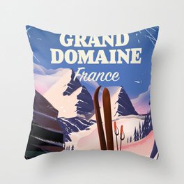 Grand Domaine France Ski poster Throw Pillow