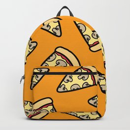 Mushroom Pizza Pattern Backpack | Vector, Cute, Vegetarian, Pizza, Vegan, Drawing, Foodie, Bright, Orange, Food 