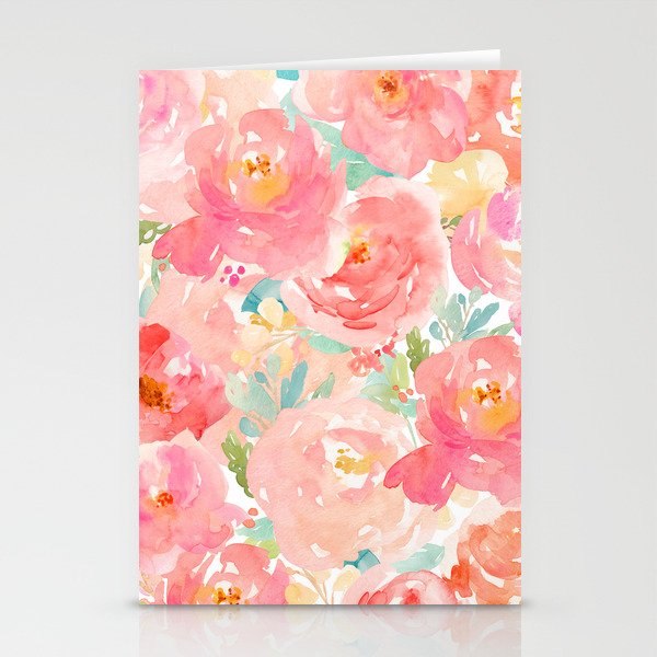 Preppy Pink Peonies Stationery Cards