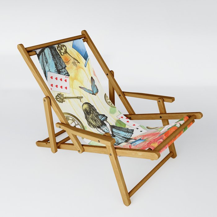 Alice In Wonderland Vivid Collage Sling Chair By Maryedenoa
