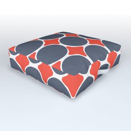 Mid-Century Modern Navy Blue Dots And Red Diamonds Outdoor Floor Cushion