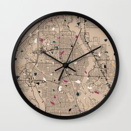 USA, Port St. Lucie City Map Collage Wall Clock
