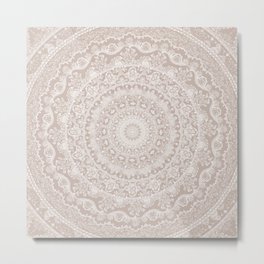 Floral dreams mandala taupe Metal Print | Taupe, Delicate, Peaceful, Floral, Oriental, Mandala, Neutral, Henna, Meditation, Pattern 