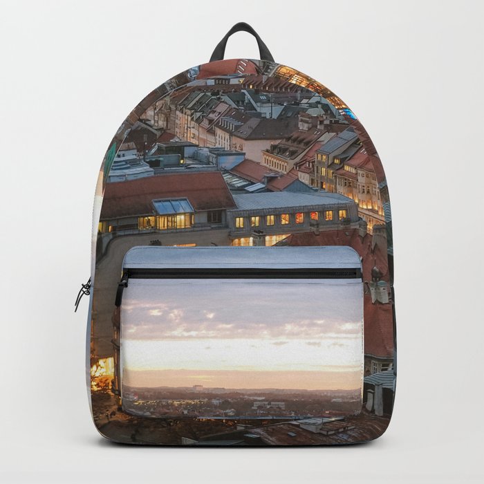Germany Photography - The Big City Of Munich In The Sunrise Backpack