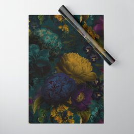 Before Midnight Blue Hour Vintage Flowers Garden Wrapping Paper