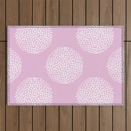 White Shapes of Dots on Baby Pink Background Retro Mood #decor #society6 #buyart  Outdoor Rug