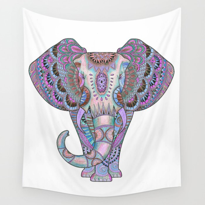 Mandala elephant indigo Wall Tapestry