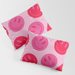 Large Pink and Red Vsco Smiley Face Pattern - Preppy Aesthetic Pillow Sham