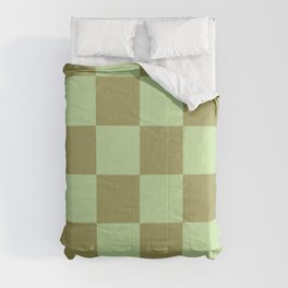 Moss and Sage Green Checker 70s Pattern (xii 2021) Comforter