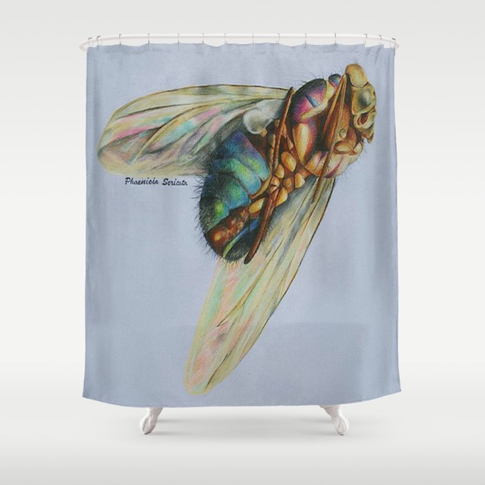 Iridescent Fly Shower Curtain